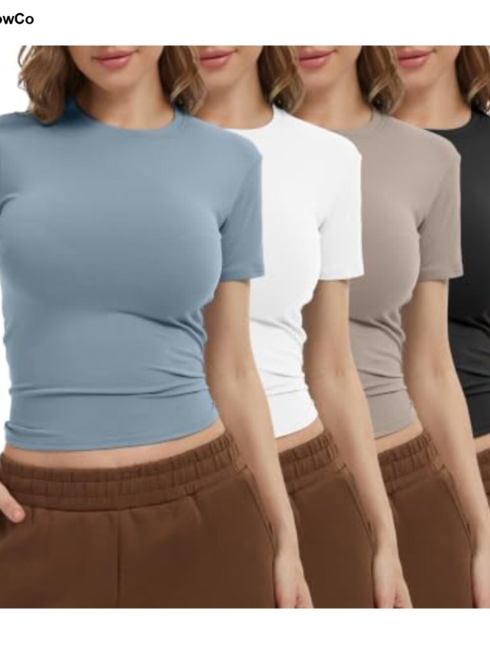 Women's 4 Pack Compression Short Sleeve Crop T-Shirts Fitted Workout Tops